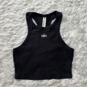 ALO Yoga Aspire Cropped Ribbed Knit Racerback Tank Top